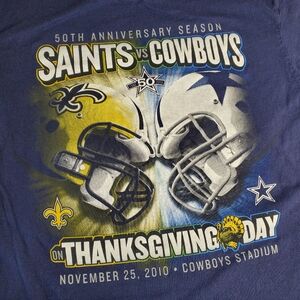 2010 50th Anniversary Cowboys vs Saints Thanksgiving Game T Shirt sz L official